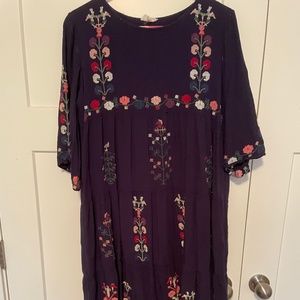 Navy dress with colored details